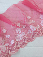 Load image into Gallery viewer, 5YDS Dark Pink 7" Wide Embroidered Lace Trim
