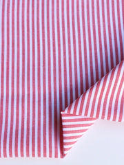 Load image into Gallery viewer, Red & White Mini Stripe Cotton Shirting | Designer Deadstock