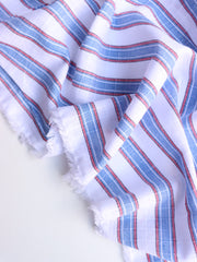 Load image into Gallery viewer, Red/White/Blue Textured Vertical Stripe Rayon | Designer Deadstock