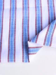 Load image into Gallery viewer, Red/White/Blue Textured Vertical Stripe Rayon | Designer Deadstock