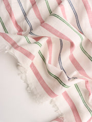 Load image into Gallery viewer, Ivory/Red/Blue/Green Yarn Dyed Stripe Cotton Slub | Designer Deadstock