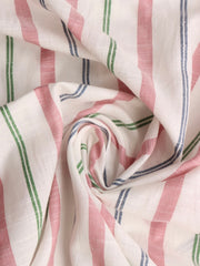 Load image into Gallery viewer, Ivory/Red/Blue/Green Yarn Dyed Stripe Cotton Slub | Designer Deadstock