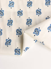 Load image into Gallery viewer, Blue Paisley on Ivory Cotton Poplin | Designer Deadstock
