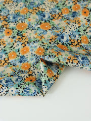 Load image into Gallery viewer, Blue/Mint/Orange Mini Floral Satin