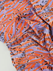Load image into Gallery viewer, Bandana on Periwinkle & Orange Tiger Swim Tricot | Italian Designer Deadstock | By The Half Yard