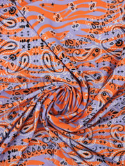 Load image into Gallery viewer, Bandana on Periwinkle & Orange Tiger Swim Tricot | Italian Designer Deadstock | By The Half Yard