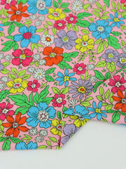 Load image into Gallery viewer, Cartoony Flowers on Pink Swim Tricot | Italian Designer Deadstock | By The Half Yard