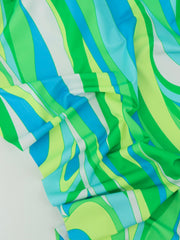 Load image into Gallery viewer, Greens Groovy Waves Swim Tricot | Italian Designer Deadstock | By The Half Yard