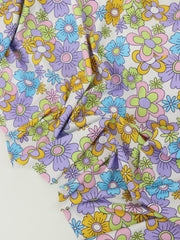 Load image into Gallery viewer, Lime/Lilac/Mango/Lavender/Blue Groovy Blooms Swim Tricot | Italian Designer Deadstock | By The Half Yard