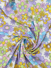 Load image into Gallery viewer, Lime/Lilac/Mango/Lavender/Blue Groovy Blooms Swim Tricot | Italian Designer Deadstock | By The Half Yard