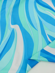 Load image into Gallery viewer, Blues Groovy Waves Swim Tricot | Italian Designer Deadstock | By The Half Yard