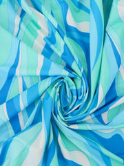 Load image into Gallery viewer, Blues Groovy Waves Swim Tricot | Italian Designer Deadstock | By The Half Yard