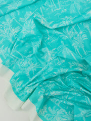 Load image into Gallery viewer, Palm Bay on Aqua Swim Tricot | Italian Designer Deadstock | By The Half Yard