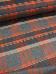 Load image into Gallery viewer, Charcoal & Hot Orange Plaid Mid-Weight Woven Wool