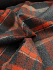 Load image into Gallery viewer, Charcoal & Hot Orange Plaid Mid-Weight Woven Wool