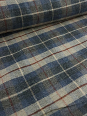 Load image into Gallery viewer, Denim & Light Taupe Plaid Mid-Weight Woven Wool