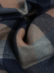 Load image into Gallery viewer, Toasted Almond/Navy/Powder Plaid Melton Double Weave Wool | By The Half Yard