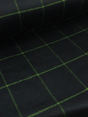 Load image into Gallery viewer, 1YD 32IN REMNANT; Black & Lime Windowpane Plaid Mid-Weight Woven Wool