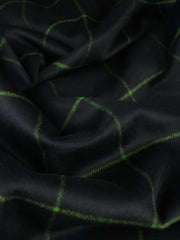Load image into Gallery viewer, 1YD 32IN REMNANT; Black & Lime Windowpane Plaid Mid-Weight Woven Wool