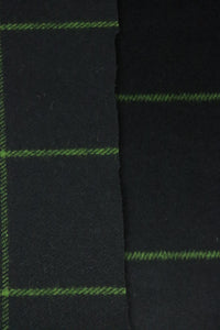 Black & Lime Windowpane Plaid Mid-Weight Woven Wool