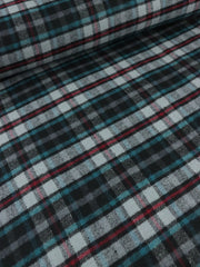 Load image into Gallery viewer, Teal/Magenta/Gray/Black Plaid Mid-Weight Woven Wool