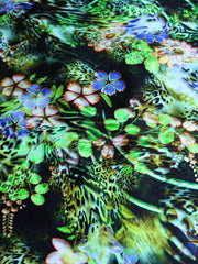Load image into Gallery viewer, 2YD REMNANT; Floral Cheetah Nylon Spandex Tricot