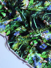 Load image into Gallery viewer, 2YD REMNANT; Floral Cheetah Nylon Spandex Tricot