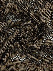 Load image into Gallery viewer, Black & Taupe Zig Zag Crochet Nylon Spandex Mesh | Designer Deadstock