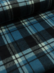 Load image into Gallery viewer, Ocean/Black/Ivory Plaid Melton Double Weave Wool | By The Half Yard