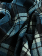 Load image into Gallery viewer, Ocean/Black/Ivory Plaid Melton Double Weave Wool | By The Half Yard