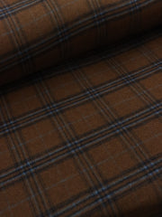 Load image into Gallery viewer, Walnut/Espresso/Sky Blue Melton Double Weave Wool | By The Half Yard