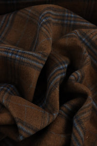 Walnut/Espresso/Sky Blue Melton Double Weave Wool | By The Half Yard