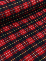 Load image into Gallery viewer, Red/Navy/Yellow Plaid Melton Double Weave Wool | By The Half Yard