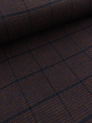 Load image into Gallery viewer, Gingerbread & Navy Plaid Melton Double Weave Wool | By The Half Yard