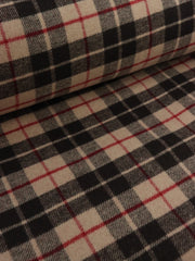 Load image into Gallery viewer, Sand/Black/Red Plaid Melton Double Weave Wool | By The Half Yard