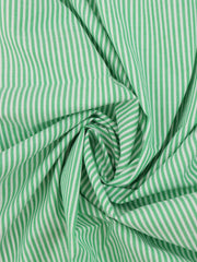 Load image into Gallery viewer, Green & White Mini Stripe Cotton Shirting | Designer Deadstock