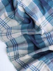 Load image into Gallery viewer, Denim & Navy Plaid Cotton Double Gauze | Designer Deadstock