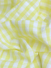 Load image into Gallery viewer, Yellow & White Check Textured Cotton Shirting | Designer Deadstock