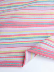 Load image into Gallery viewer, Bubblegum/Teal/Orchid Horizontal Stripe Cotton Shirting | Designer Deadstock