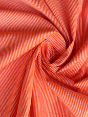 Load image into Gallery viewer, Blazing Orange & Ivory Vertical Pinstripe Handwoven Cotton