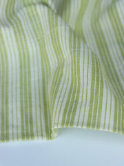 Load image into Gallery viewer, Green Apple & Ivory Vertical Stripe Handwoven Cotton