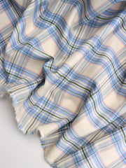 Load image into Gallery viewer, Blue/Pink Plaid Stretch Twill