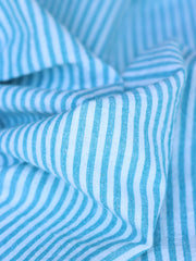 Load image into Gallery viewer, Belize Blue & Ivory Vertical Stripe Handwoven Cotton
