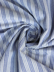 Load image into Gallery viewer, Denim & Ivory Vertical Stripe Handwoven Cotton