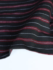 Load image into Gallery viewer, Black/Cherry/White Horizontal Stripe Heavyweight Handwoven Cotton & Khadi