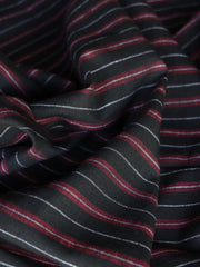 Load image into Gallery viewer, Black/Cherry/White Horizontal Stripe Heavyweight Handwoven Cotton & Khadi