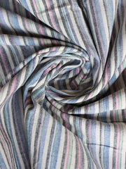 Load image into Gallery viewer, Ivory/Blue/Pink/Gray Vertical Stripe Handwoven Cotton & Khadi