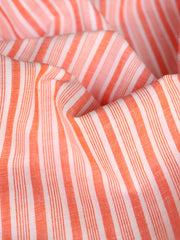 Load image into Gallery viewer, Orange & White Vertical Stripe Handwoven Cotton & Khadi