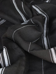 Load image into Gallery viewer, Ivory Vertical Stripe on Black Handwoven Linen
