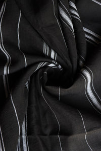 Ivory Vertical Stripe on Black Handwoven Linen